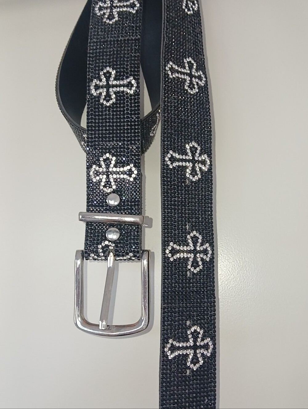 Black Crystal Cross Womens/Men's Belt